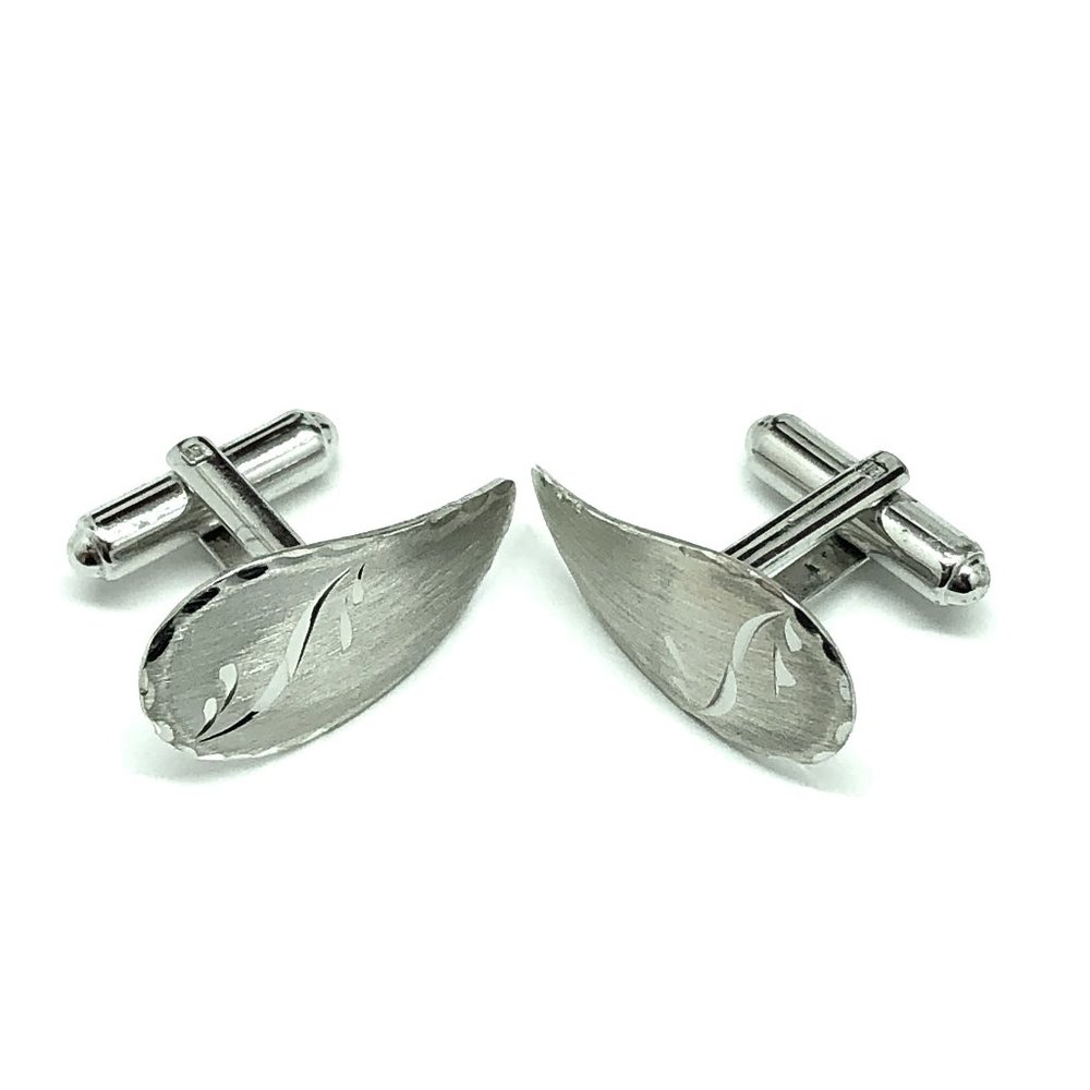Cufflinks Sterling Silver Brushed Paisley Design Bullet Back Cufflinks | Jewelry